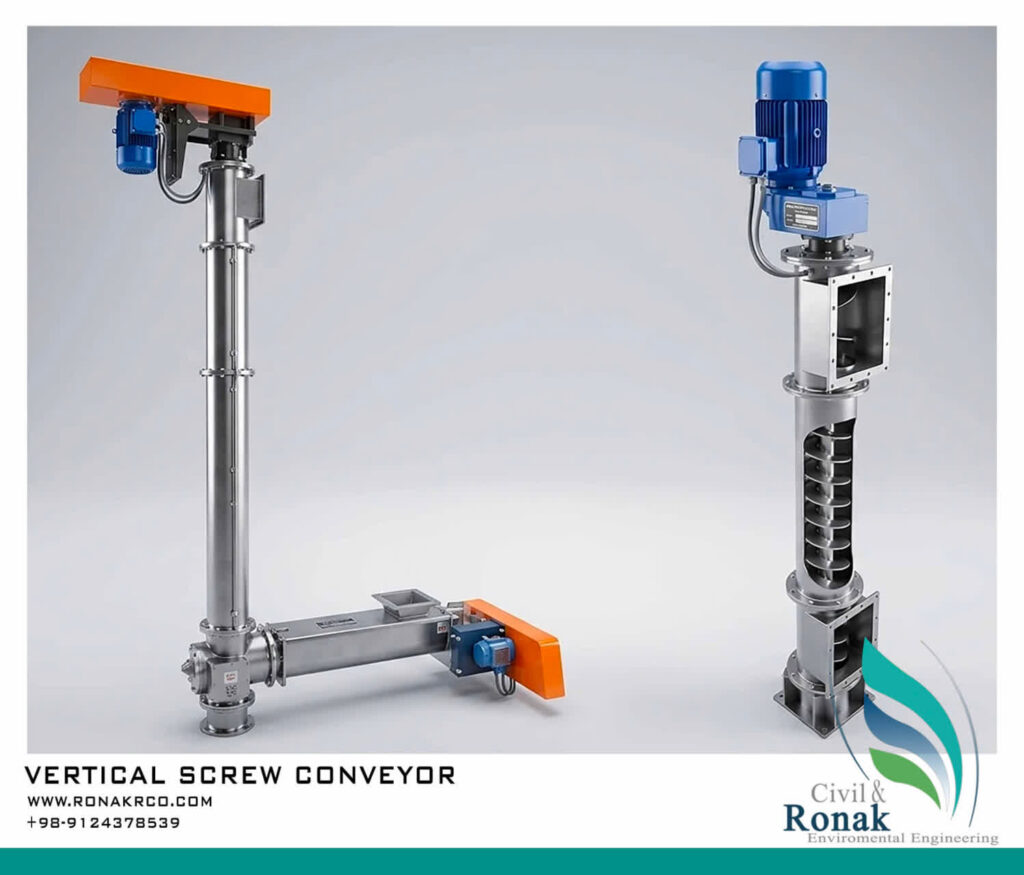 ساخت مارپیچ عمودی (Vertical Screw Conveyor) جهت بالابری مواد پودری - روناک صنعت