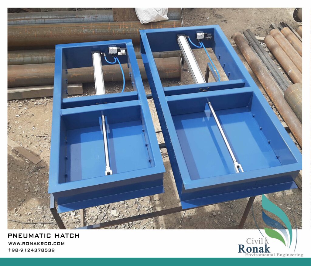 نقشه ابعادی و طراحی سه بعدی (CAD) دریچه کشویی پنوماتیکی